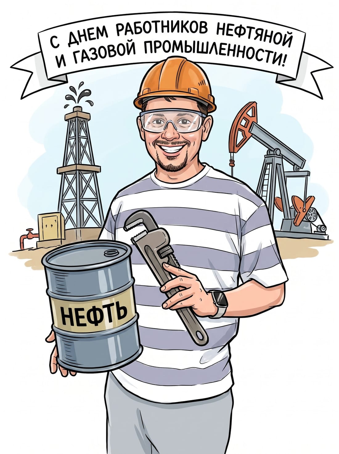 Шарж работнику нефтяной и газовой промышленности — подарок по фотографии, Оренбург